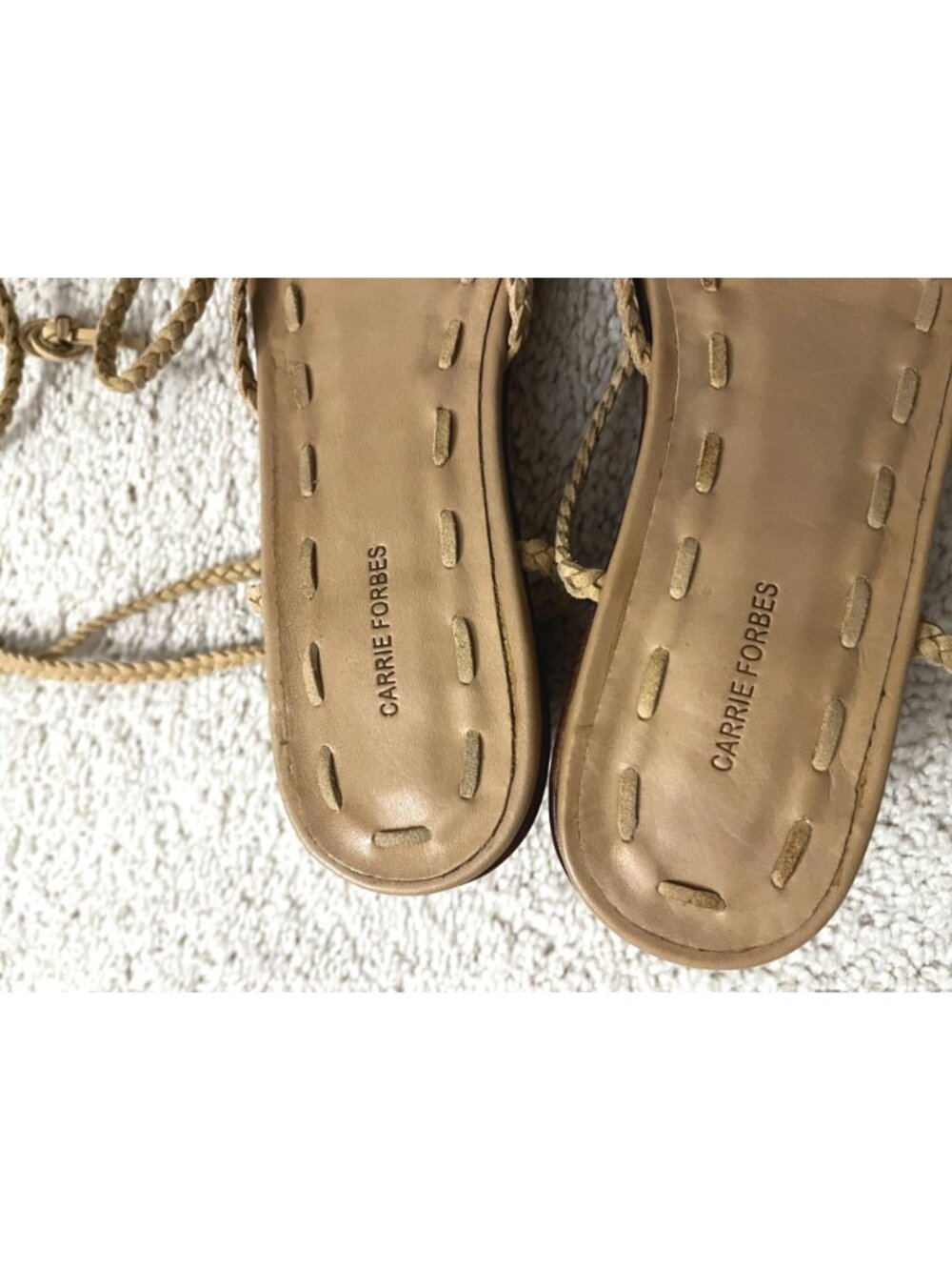 Carrie Forbes Braided Leather Lace Up Ankle Wrap Tie Sandals Heels Sz 39 US 9 - Picture 6 of 10